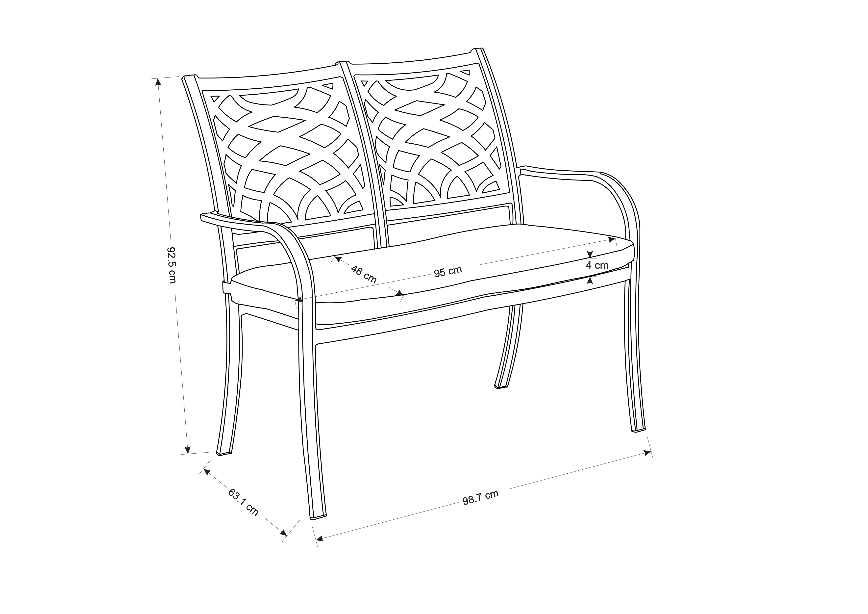 Buxton Highback Bench dimensions